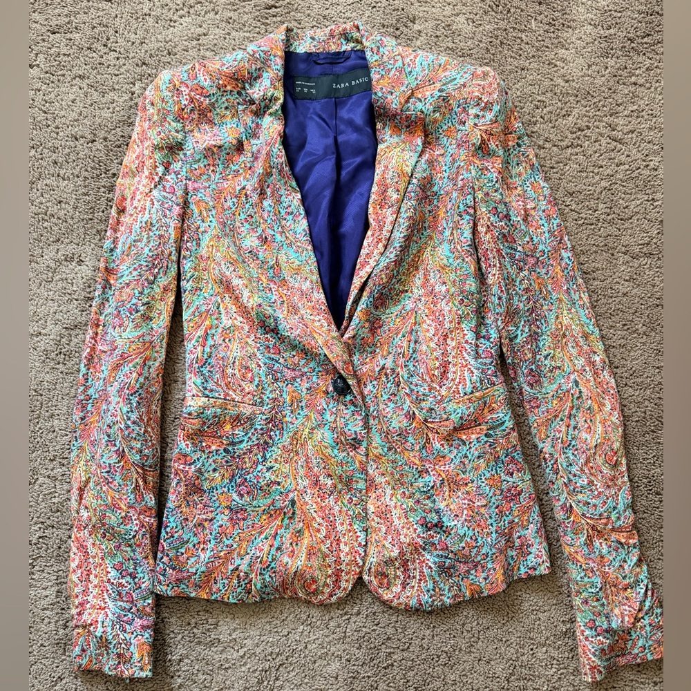 Zara Multicolor Paisley Blazer